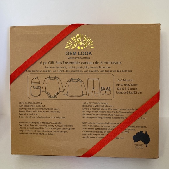 6 pc Baby Gift Set 100% Organic Cotton - Picture 5 of 7